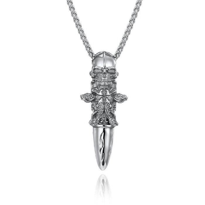 High Quality Retro Ghost Head Men's Titanium Steel Necklace