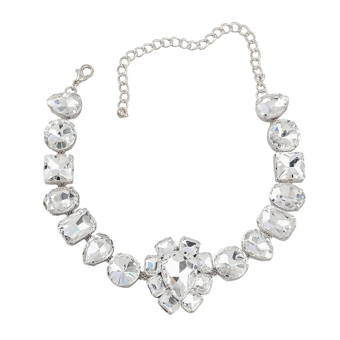 Women's Fashion Geometric Glass Rhinestone Necklace