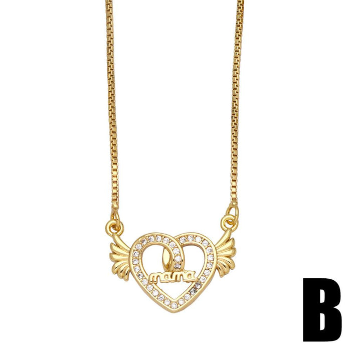 Virgin Mary of Love Pendant with Diamond Zircon Necklace