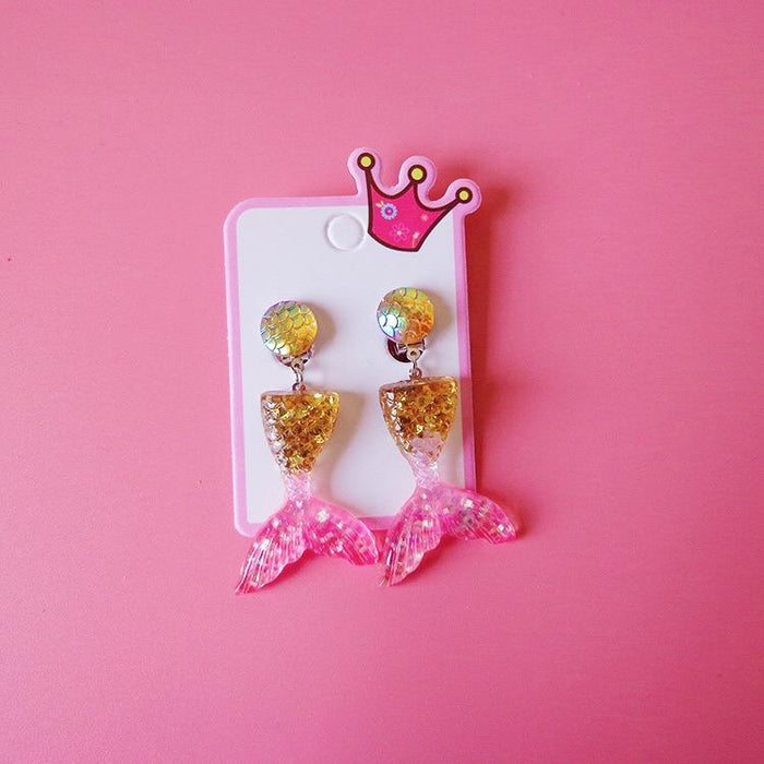 Ear clip ocean wind changing color lovely cartoon Mermaid Princess Earrings