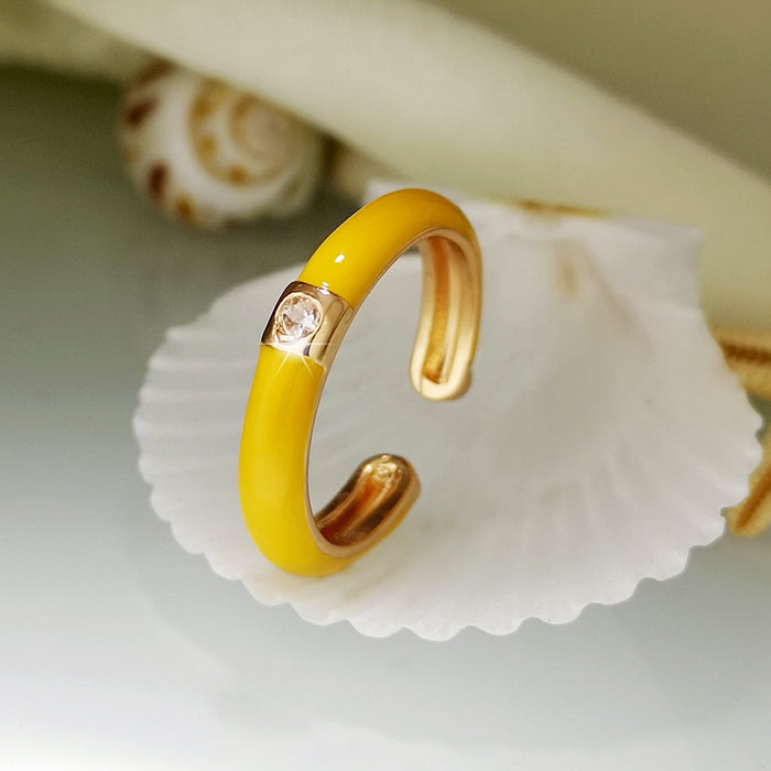 Ins Design Simple Color Oil Dripping Finger Ring