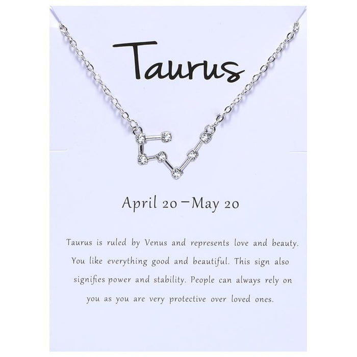 Twelve Constellations Diamond Inlaid Card Clavicle Chain