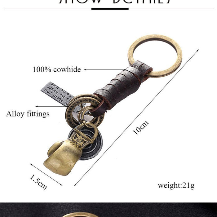 Vintage key chain punk leather metal key chain creative personality key chain