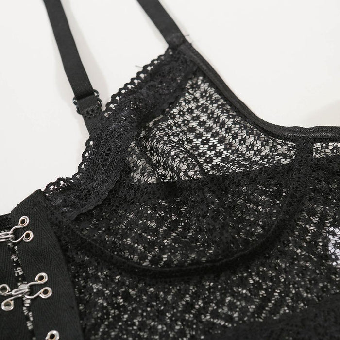 Women's Sexy Mesh Lingerie Front Closure Underwear Set