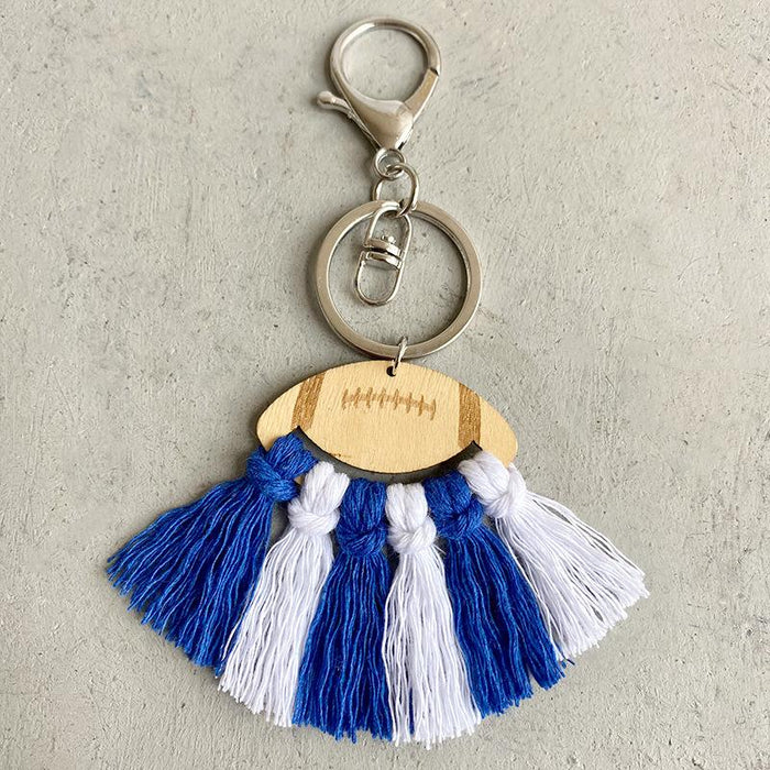 Wood Chip Hand Woven Tassel Keychain