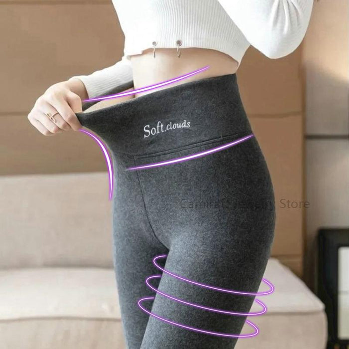 Winter Thick Velvet Leggings Warm Fleece Lined Tights Leggings