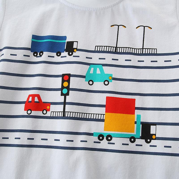 Small and medium-sized children's round neck cartoon children's T-shirt boys' T-shirt