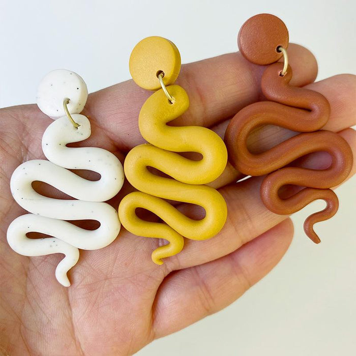 New Snake Shaped Soft Ceramic Snake Shaped Clay Earrings