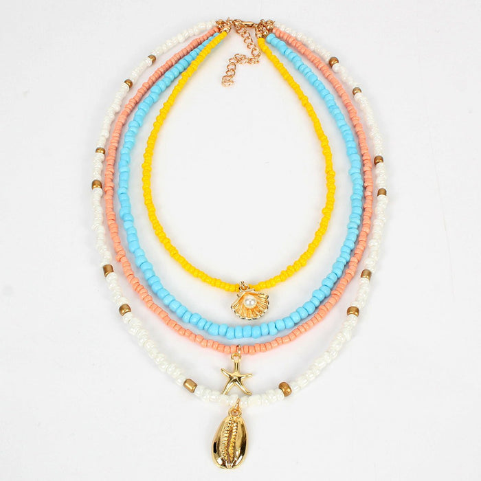 Female Exaggerated National Style Beaded Shell Starfish Necklace Accessories