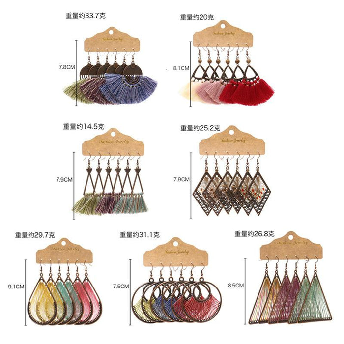 3 pairs/set Earrings Bohemian Style Jewelry X0X36207