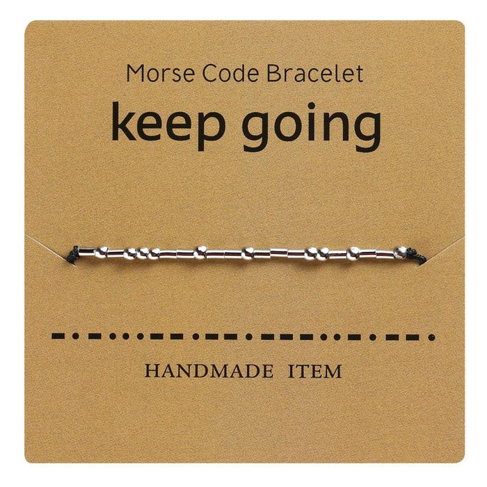 1PC Morse Code Bracelet Silver Beads