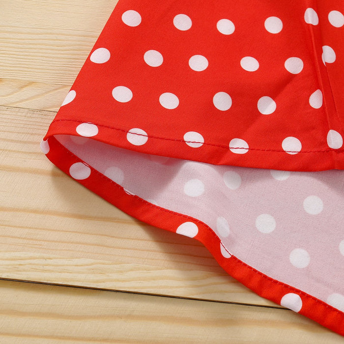 White blouse red dot pleated skirt two piece suit