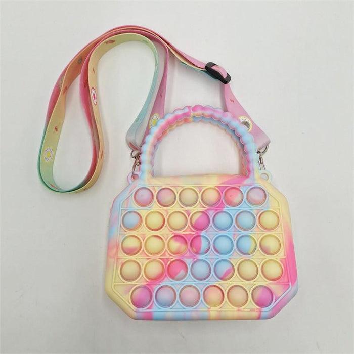 Kids Pop It Bag Rainbow Push Bubbles Fidget Toys