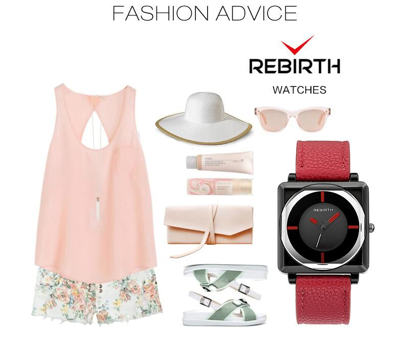 Square Women Leather Wrist Watches