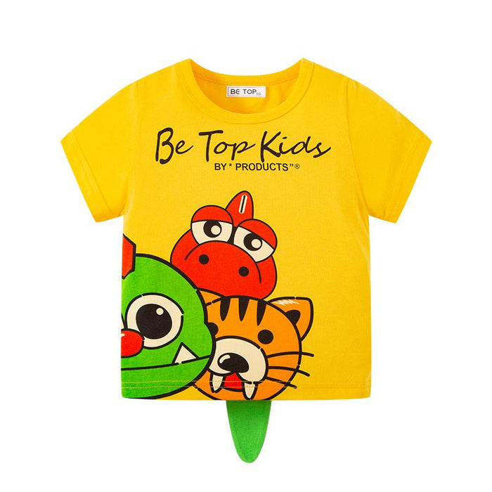 Children's cartoon three-dimensional dinosaur short sleeve boy's baby T-Shirt Top