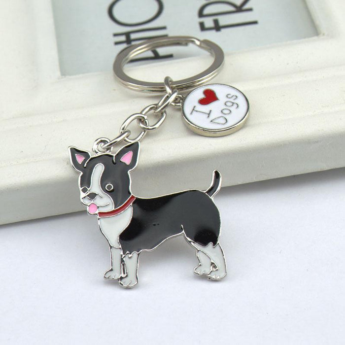 Multicolor Pet Dog Painted Zinc Alloy Keychain