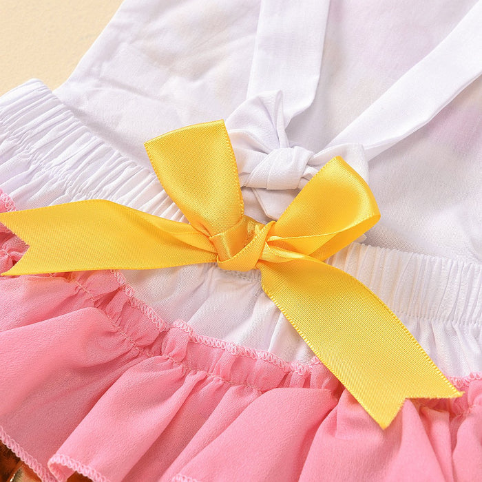 Suspender backless letter printed ice cream colour Jumpsuit