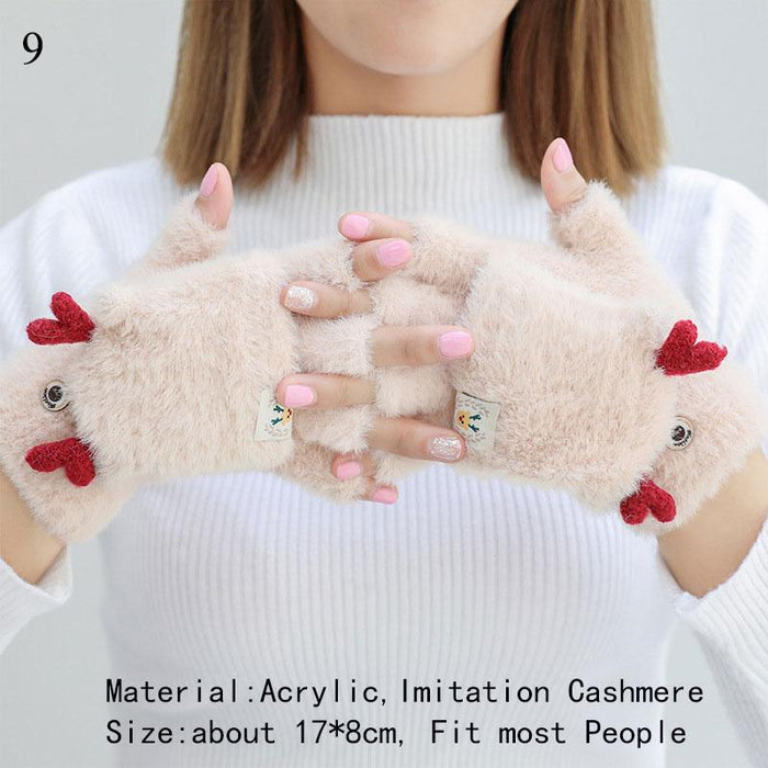 Female Elastic Full Fingers Gloves Cute Rabbit