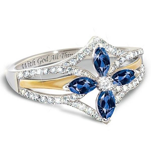 Creative Fashion Royal Blue Clover Ring
