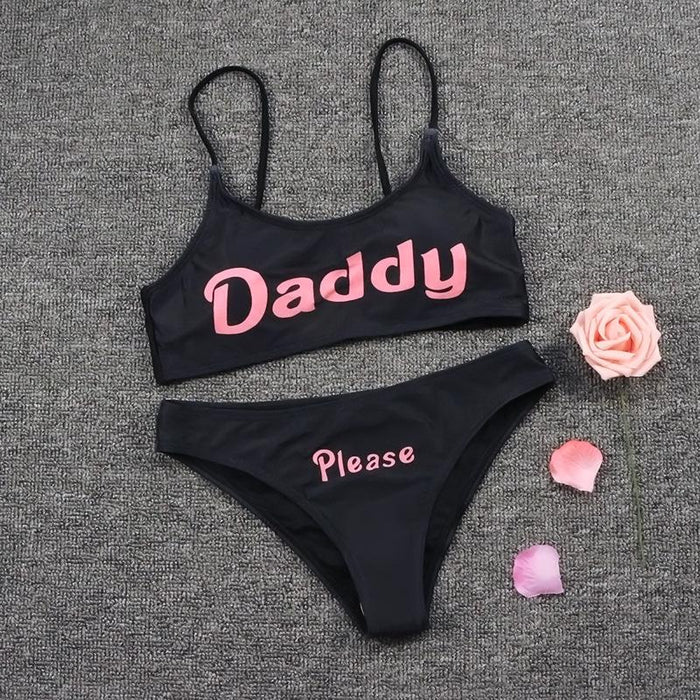 Sexy Letter Printed Split Bikini