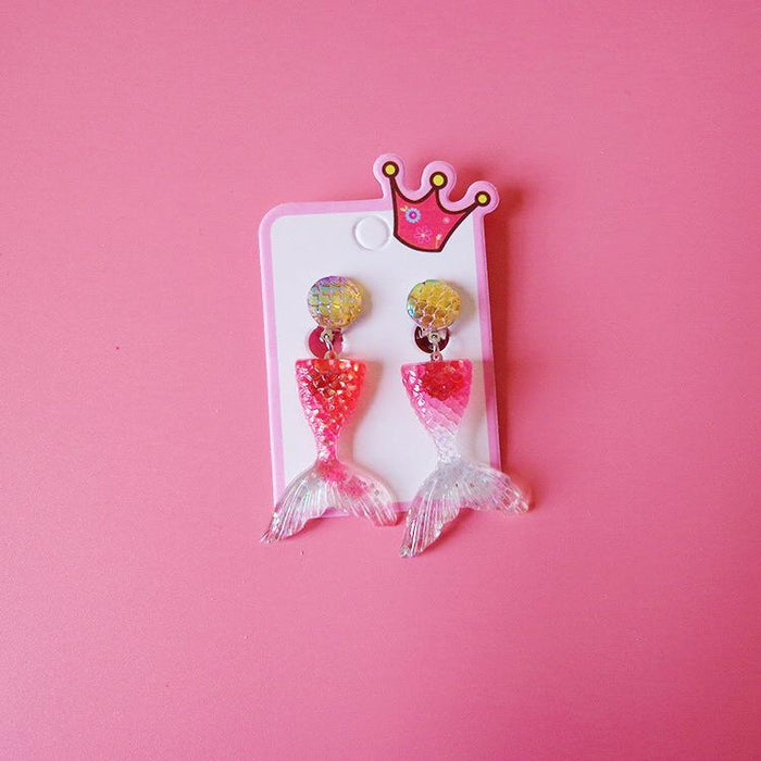 Ear clip ocean wind changing color lovely cartoon Mermaid Princess Earrings