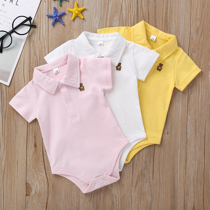 Summer Baby Boys Candy Color Bear Jumpsuit