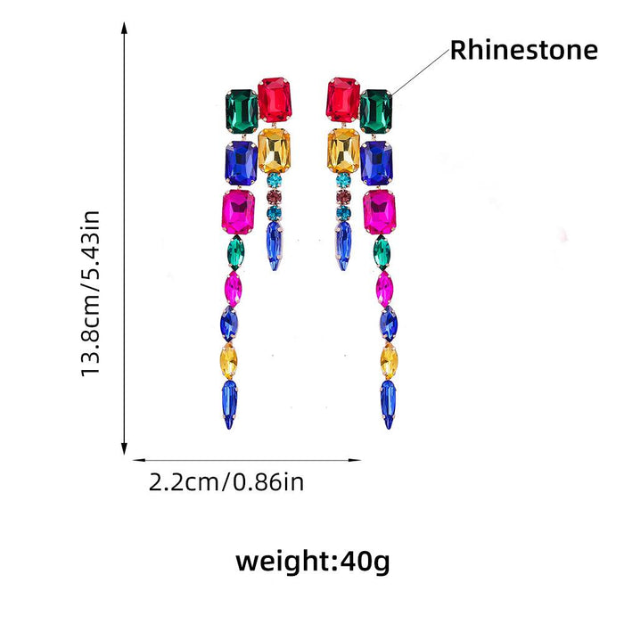 Women's Fashion Pendant Multicolor Rhinestone Earrings