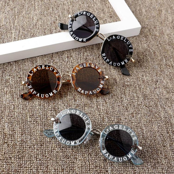 Children's letters Sunglasses round frame Retro