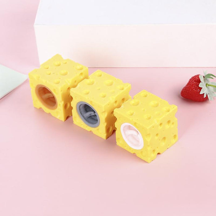 Pop Up Funny Mouse And Cheese Block Squeeze Anti-stress Toy