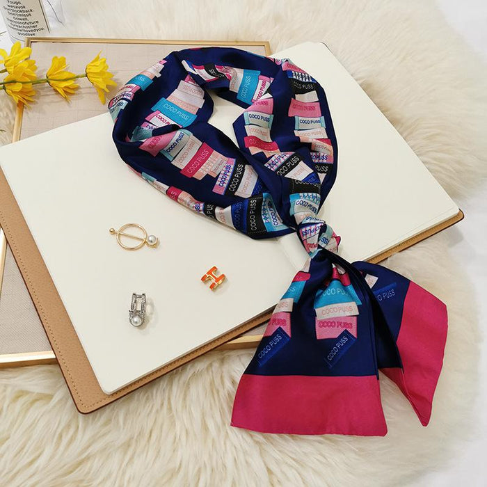 Imitation  scarf thin narrow strip leopard pattern simple waist chain scarf