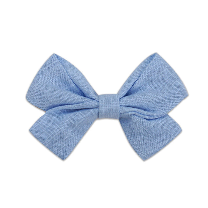 Slub cotton and linen bow hairpin