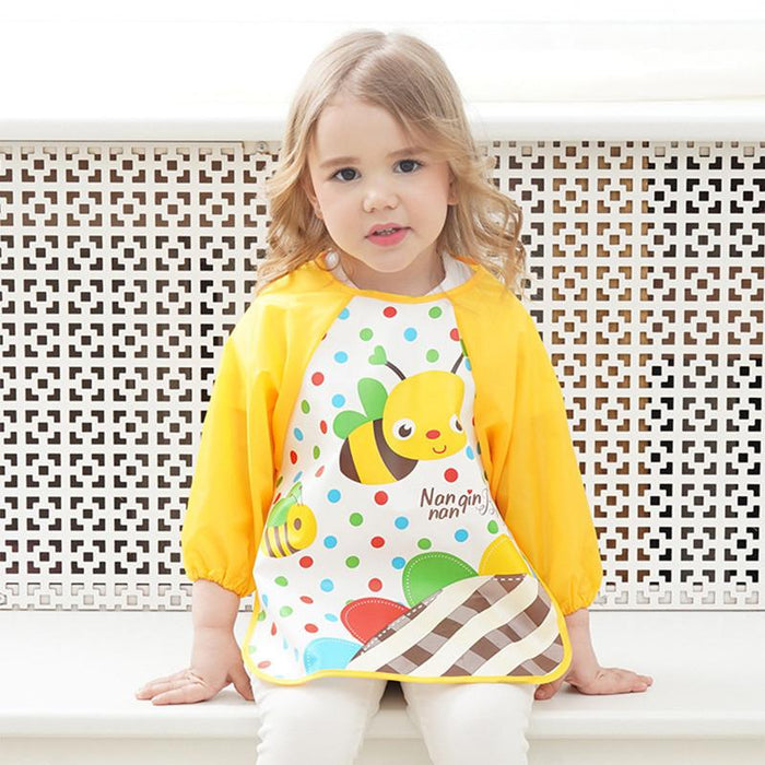 Cute Bibs Waterproof Long Sleeve Apron Children Feeding Smock