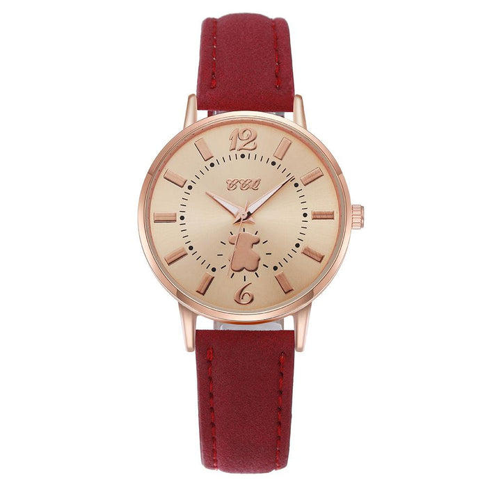 Simple Scale Vintage Leather Bear Watch Llz20813