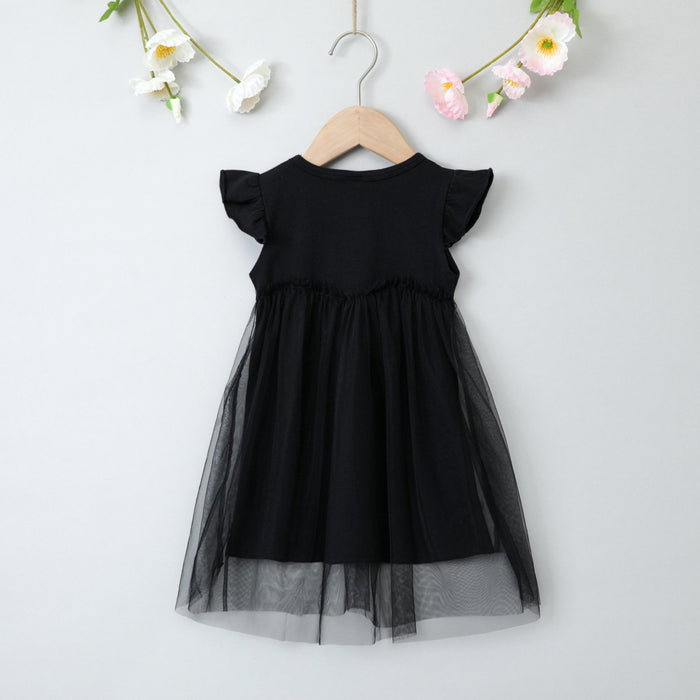 Girls dress solid Butterfly Dress rainbow gauze skirt