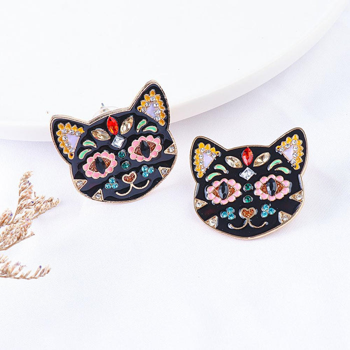 New Female Jewelry Fashion Cat Earrings Accessories Inlaid Rhinestone