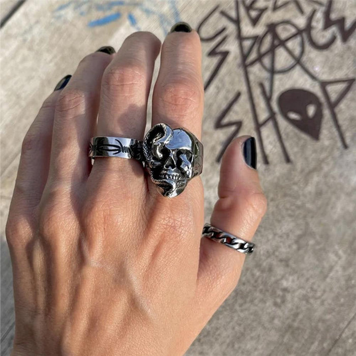 Gothic Punk Heart Grog Skull Rings