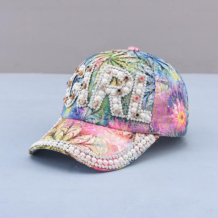 Summer Women's Maple Leaf Lace Handmade Beads Baseball Cap