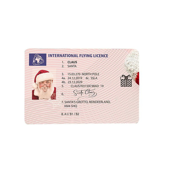 Creative Santa Claus Flight License Christmas Eve Driving Licence