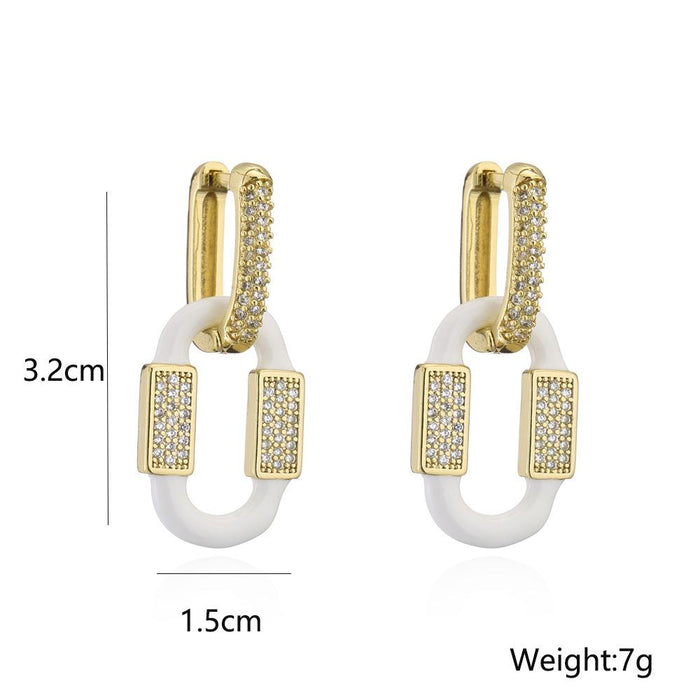 New 7 Colors Oil Drop Gold Color Zircon Women's Earrings