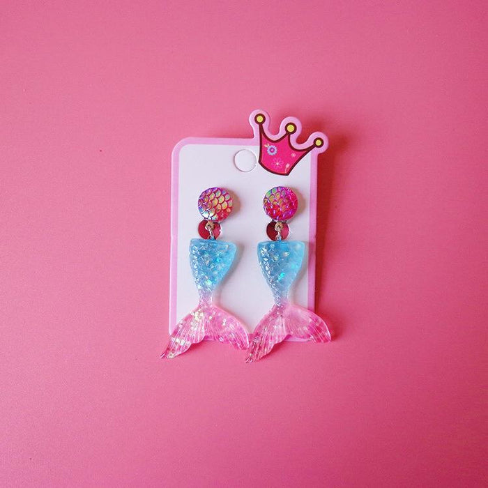 Ear clip ocean wind changing color lovely cartoon Mermaid Princess Earrings