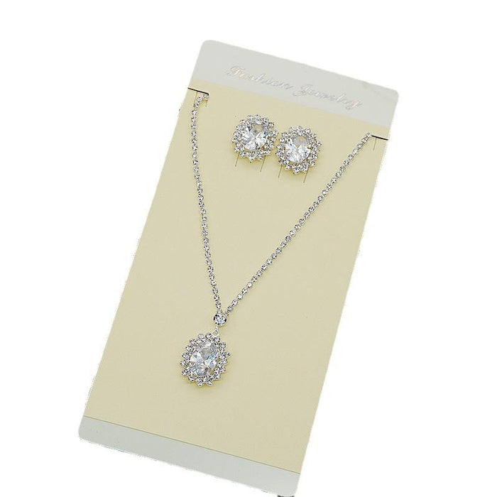 New Women's Jewelry Zircon Necklace Earrings Set