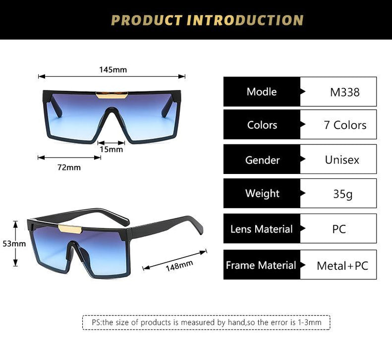 Square large frame one piece contrast Sunglasses