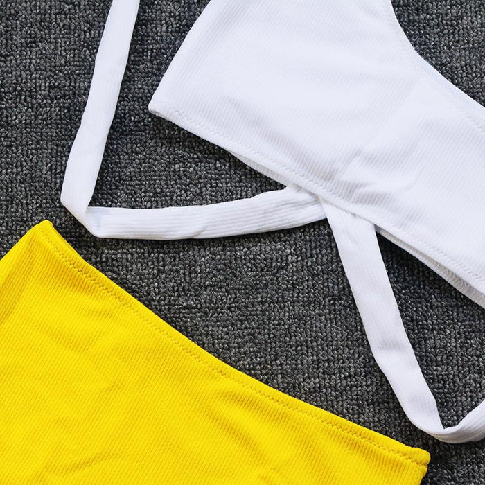 New Solid Color One Shoulder Strap Sexy Bikini Swimsuit