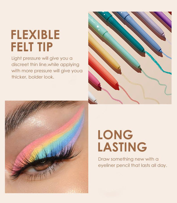 12 colour Eyeliner suit with no makeup and no matte finish.