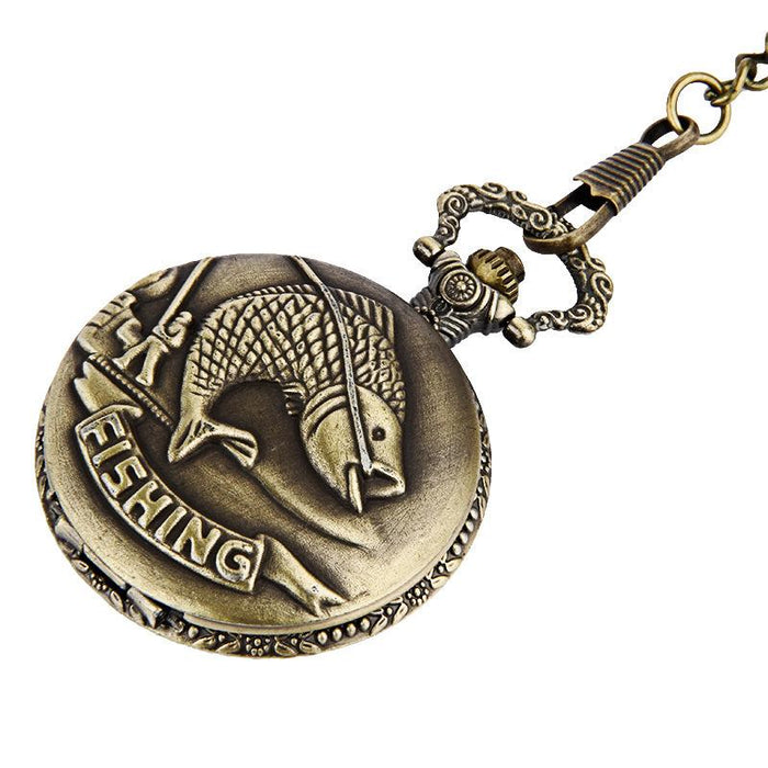 Retro Nostalgic Relief Carp Pocket Watch Ll3699