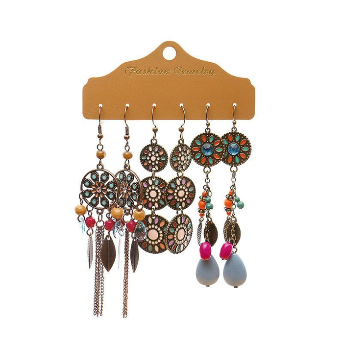 3 pairs/set Earrings Bohemian Style Jewelry X0X36218