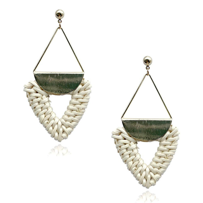 Triangular Metal Pendant Geometric Rattan Earrings