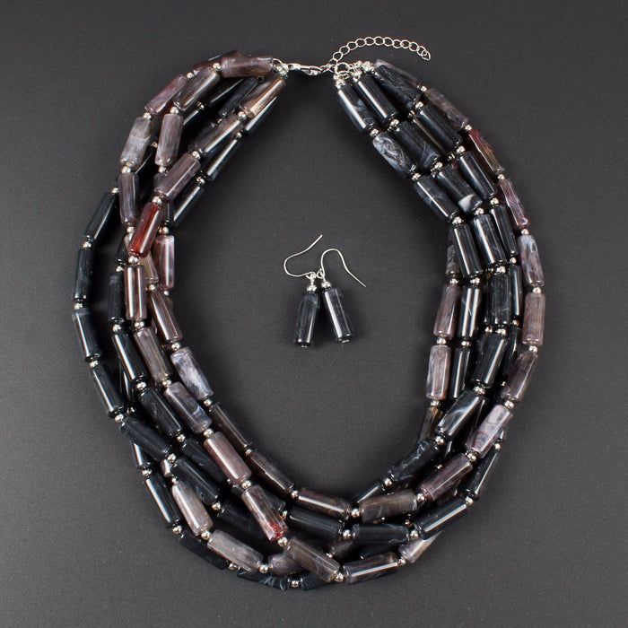 Female Jewelry Two-color Cylindrical Necklace