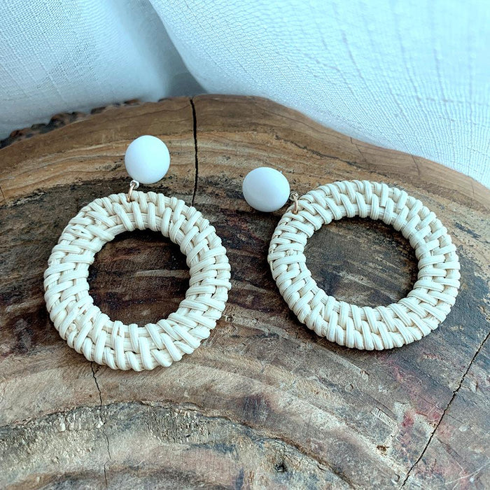 Popular Handmade Natural Grass Woven Earrings