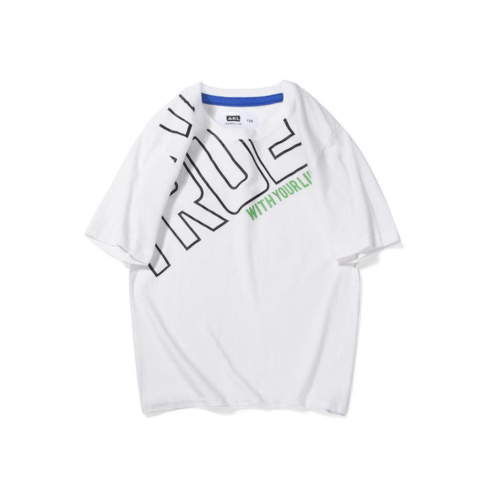 Off shoulder loose T-Shirt Top children's Casual Short Sleeved Shirt